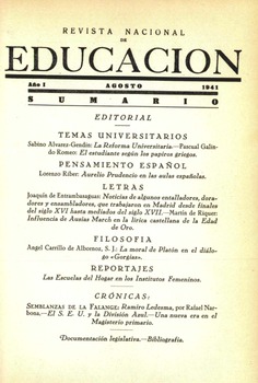 Revista nacional de educación nº 8. Agosto 1941
