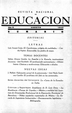 Revista nacional de educación nº 20. Agosto 1942
