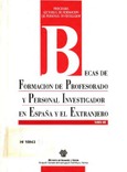 Becas de formacion profesorado y personal investigador en España y en el extranjero 1989-90