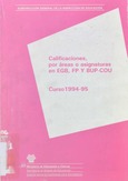 Calificaciones, por áreas o asignaturas en EGB, FP Y BUP-COU. Curso 1994-95