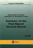 National plan for quality assessment of universities in Spain. Summary of the final report second round. May 2000