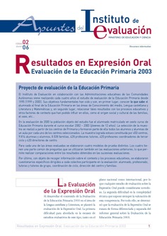 Apuntes del Instituto de Evaluación. Resumen informativo nº 2. Resultados en expresión oral