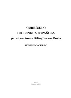 Currículo de lengua española para secciones bilingües en Rusia. Segundo curso