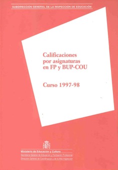 Calificaciones por asignaturas en FP y BUP-COU. Curso 1997-98