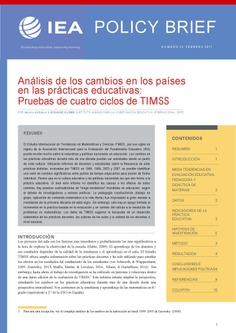 Policy Brief 13. Análisis de los cambios en los países en las prácticas educativas: Pruebas de cuatro ciclos de TIMSS