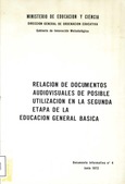 Relación de documentos audiovisuales de posible utilización en la segunda etapa de la EGB