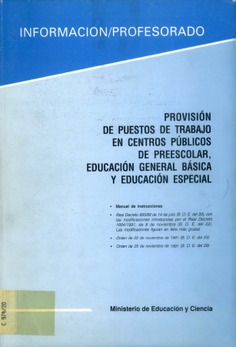 Provisión de puestos de trabajo en centros públicos de preescolar, educación general básica y educación especial