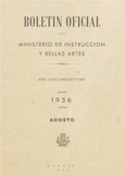 Boletín Oficial del Ministerio de Instrucción Pública y Bellas Artes. Año 1936. Agosto. Números del 93 al 105