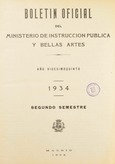 Boletín Oficial del Ministerio de Instrucción Pública y Bellas Artes. Año 1934. Segundo semestre. Números 79 a 156