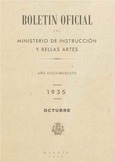 Boletín Oficial del Ministerio de Instrucción Pública y Bellas Artes. Año 1935. Octubre. Números del 119 al 133