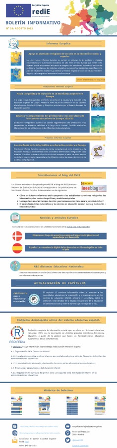 Boletín Informativo Número 35 Agosto 2022. Eurydice España - Redie