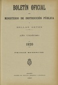 Boletín Oficial del Ministerio de Instrucción Pública y Bellas Artes. Año 1920. Primer semestre