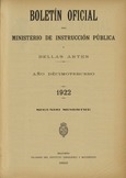 Boletín Oficial del Ministerio de Instrucción Pública y Bellas Artes. Año 1922. Segundo semestre