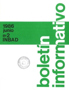 Boletín informativo del INBAD. 1986. Nº 2. Junio